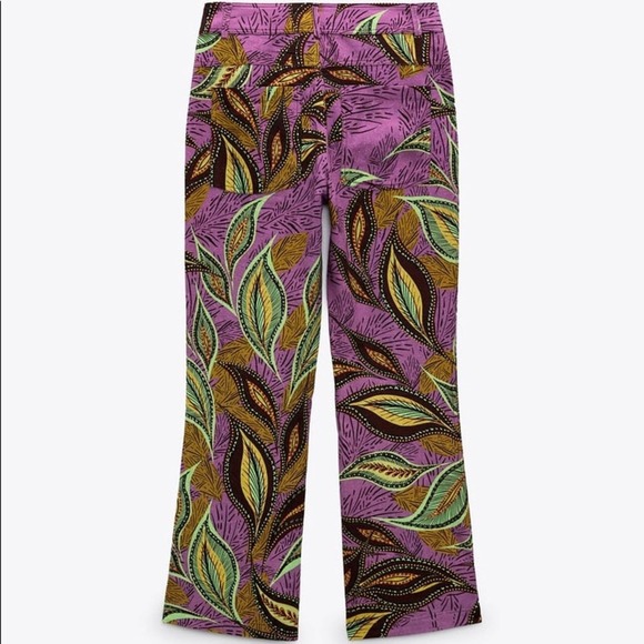 ZARA PRINTED LINEN BLEND PANTS - Picture 4 of 5